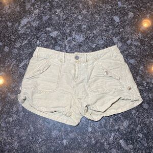 FREE PEOPLE Sz 4 All Yours Micro Mini Shorts Khaki Neutral Brown Utility Cargo